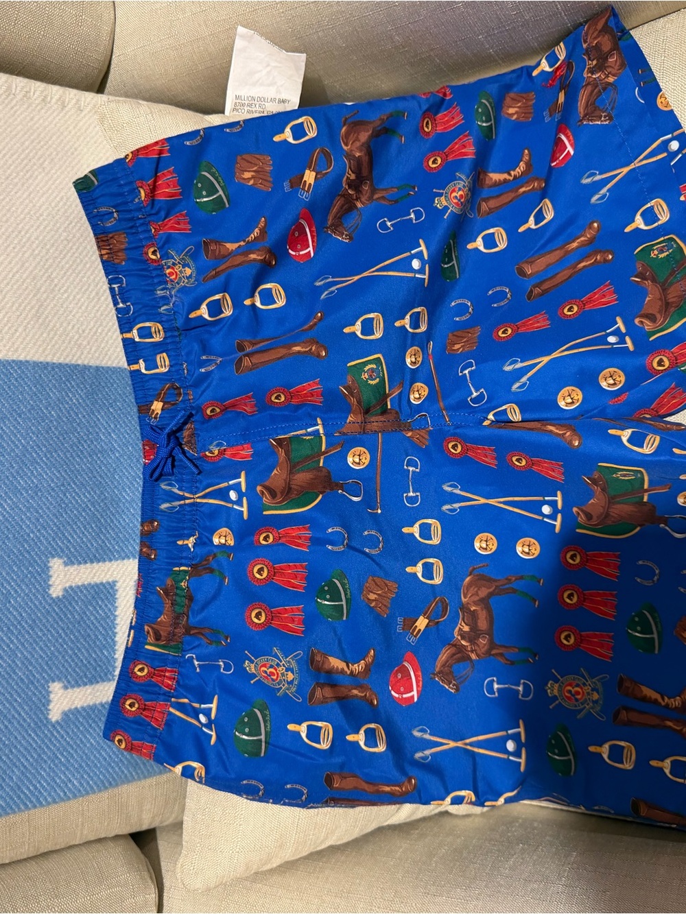 Polo by Ralph Lauren Royal Blue Equestrian Print Swim Trunks